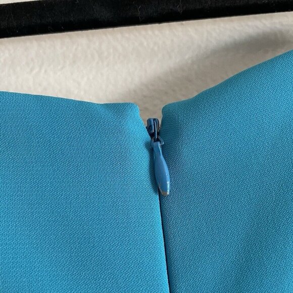 Badgley Mischka Collection Women 6 Teal Crepe Cutout Odessa Crossover Gown - Picture 13 of 13